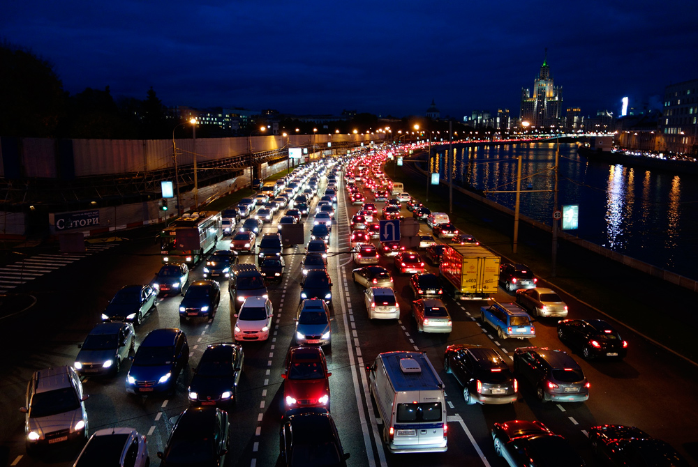 Пробка в москве ночью