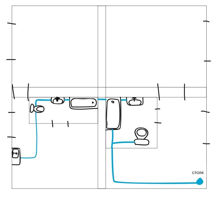 Разводка сантехники на кухне схема