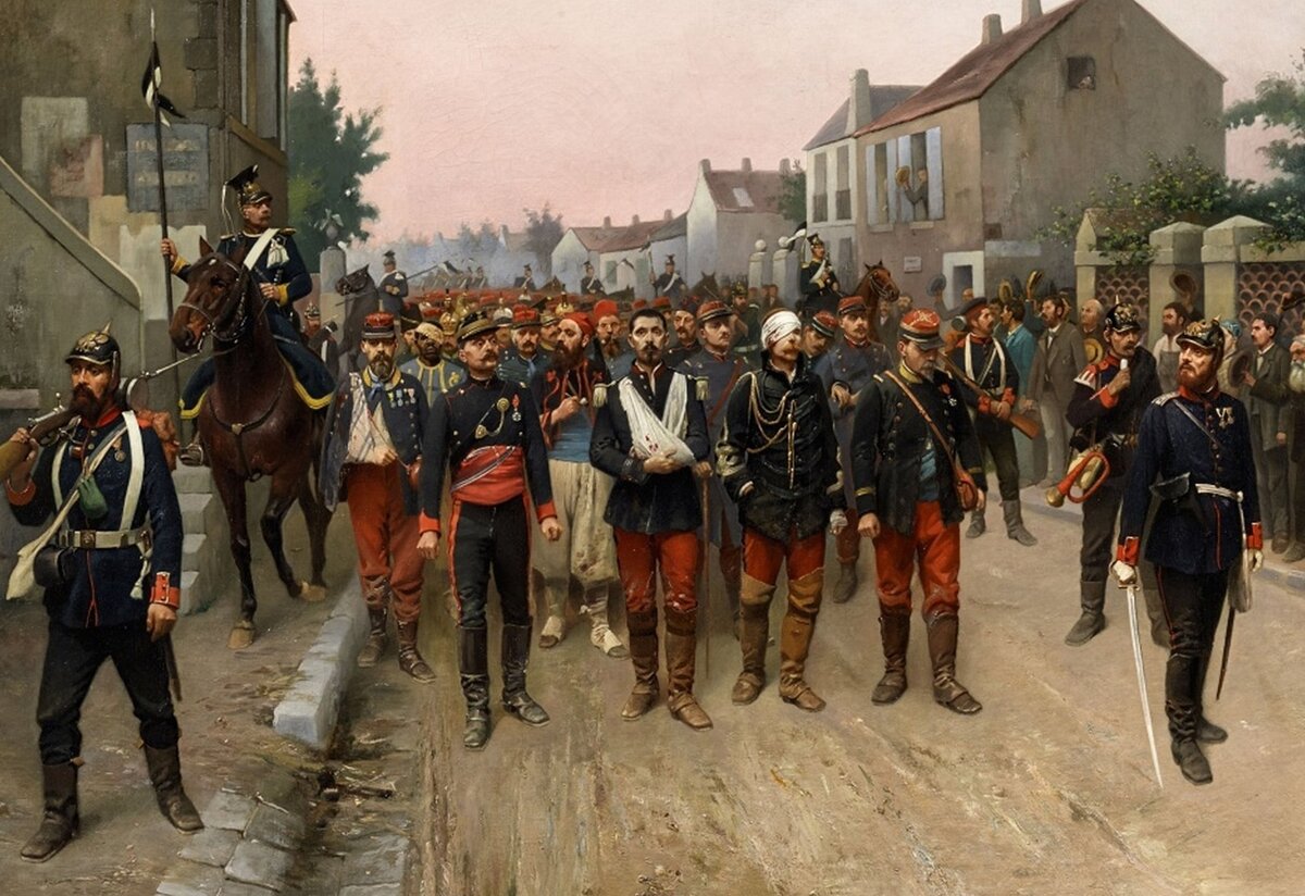 Плененные французы в ходе франко-прусской войны. Художник: Gaston Claris