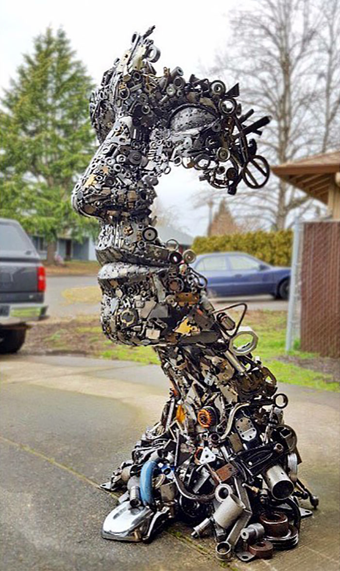 Что-то новое из чего-то старого: необычные скульптуры из металлического мусора работы, работ, таких, создания, скульптуры, своих, материалов, мусора, которых, только, собаки, художник, скульптор, Брайан, чегото, мусорных, металлические, сделана, время, современного