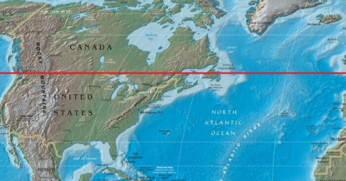 Вопрос на засыпку: почему граница между Канадой и США такая ровная? границы,история,Канада,США