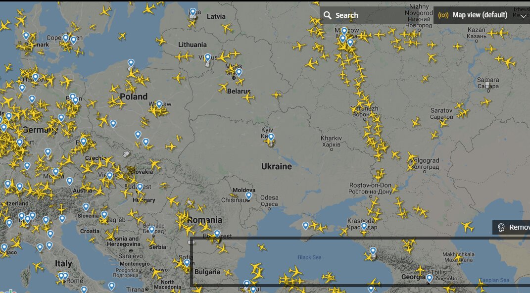 Карта полетов над россией