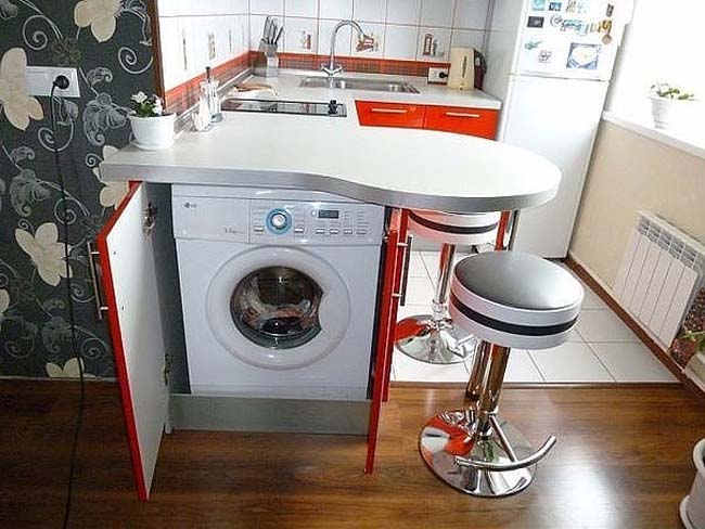 Маленькая кухня со стиральной машинкой. Возможно? Отличные идеи для воплощения машину, стиральную, можно, лучше, установить, дверкой, спрятать, чтобы, кухне, кухни, техника, бытовая, маленькой, разместить, бытовой, машины, использовать, загрузкой, шкафа, наклейки