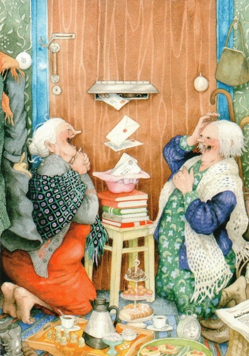 Неунывающие старушки в серии весёлых открыток финской художницы Инге Лоок Неунывающие старушки в серии весёлых открыток финской художницы Инге Лоок жизнь