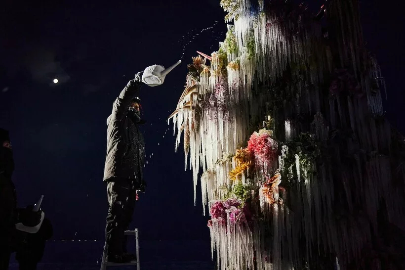 японский художник замораживает цветы и превращает их в удивительные скульптуры