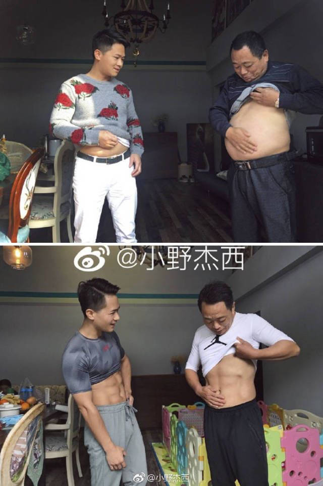 Китайская семья через полгода правильного питания и регулярных тренировок