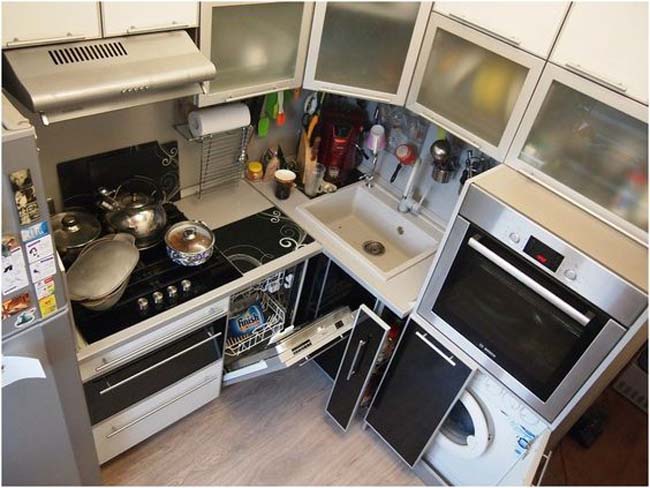 Маленькая кухня со стиральной машинкой. Возможно? Отличные идеи для воплощения машину, стиральную, можно, лучше, установить, дверкой, спрятать, чтобы, кухне, кухни, техника, бытовая, маленькой, разместить, бытовой, машины, использовать, загрузкой, шкафа, наклейки