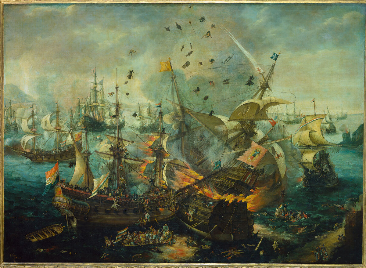 Флот Соединенных провинций в бою с испанцами, 1607 год. Художник: Cornelis Claesz van Wieringen