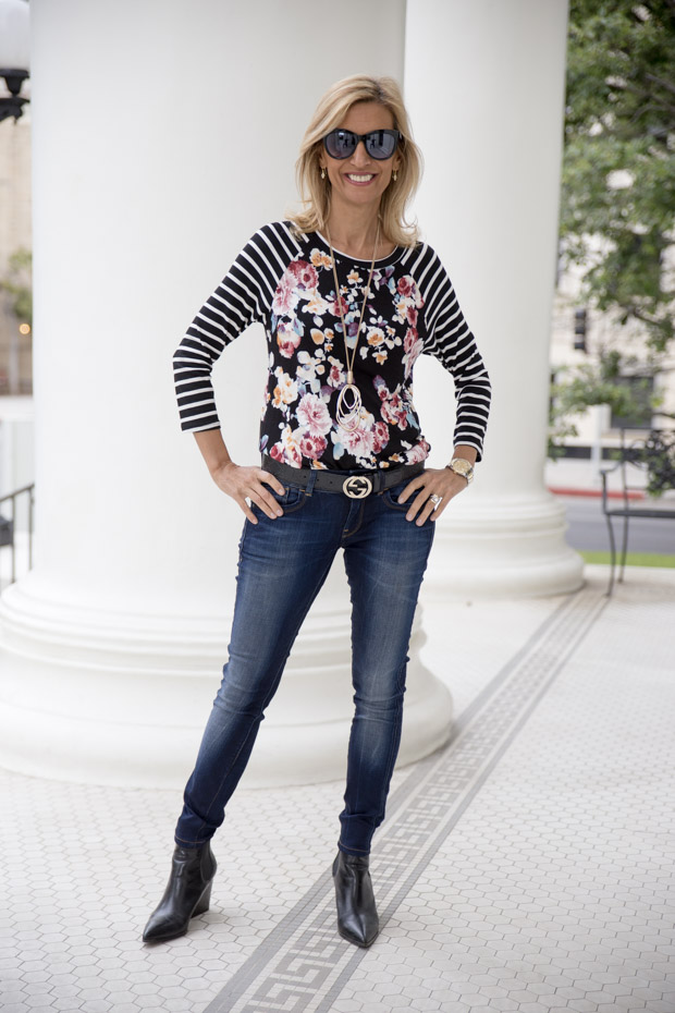 New Floral Stripe T Shirt
