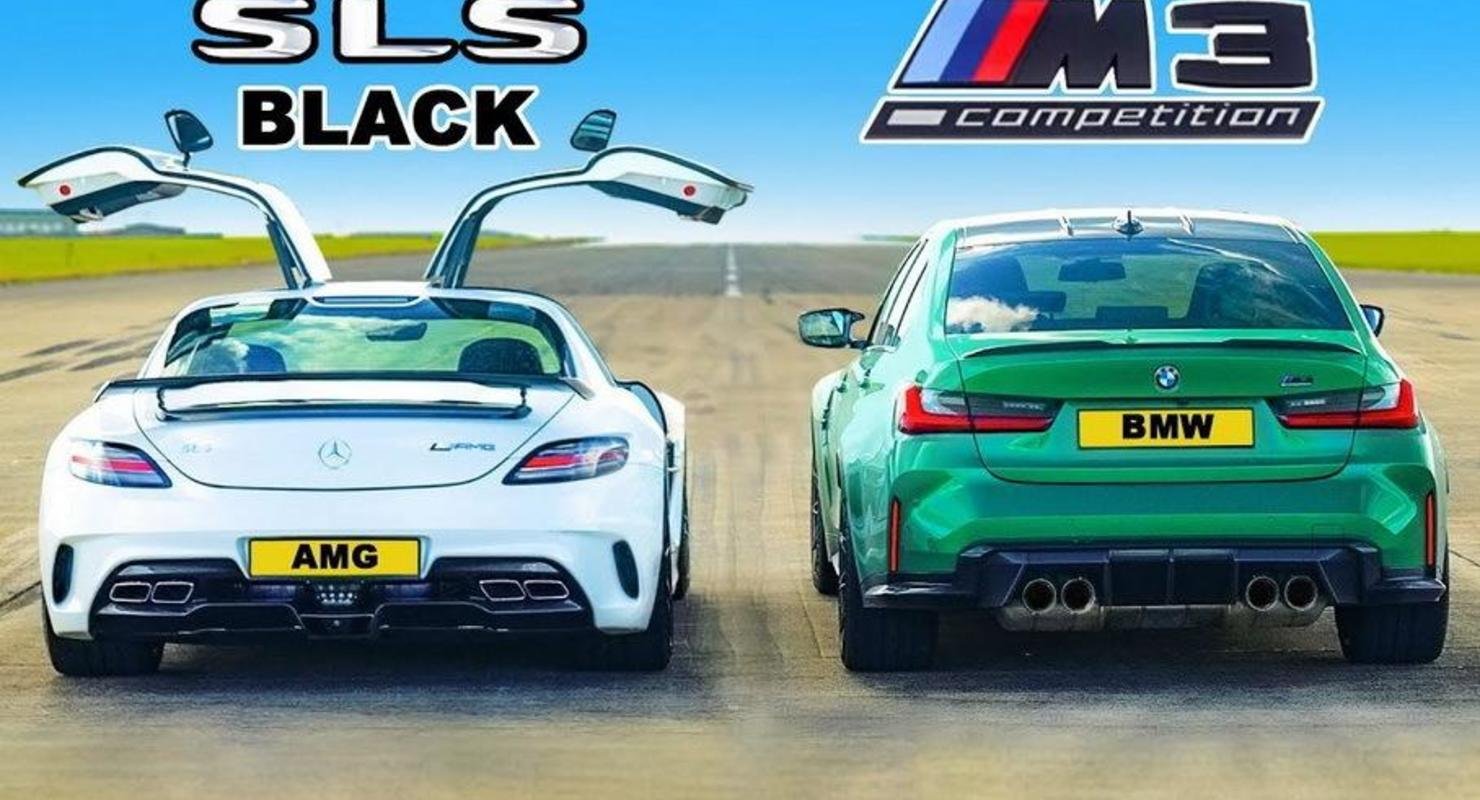 Дрэг-гонка: Mercedes-Benz SLS AMG Black против новой BMW M3 Автомобили