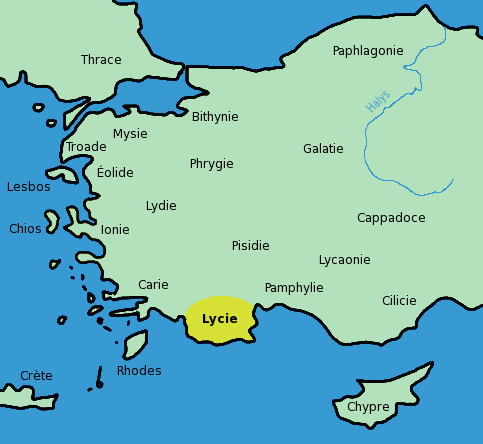 Область Ликия на карте. Между Кипром и Родосом. Вот такой "зимний святой"!