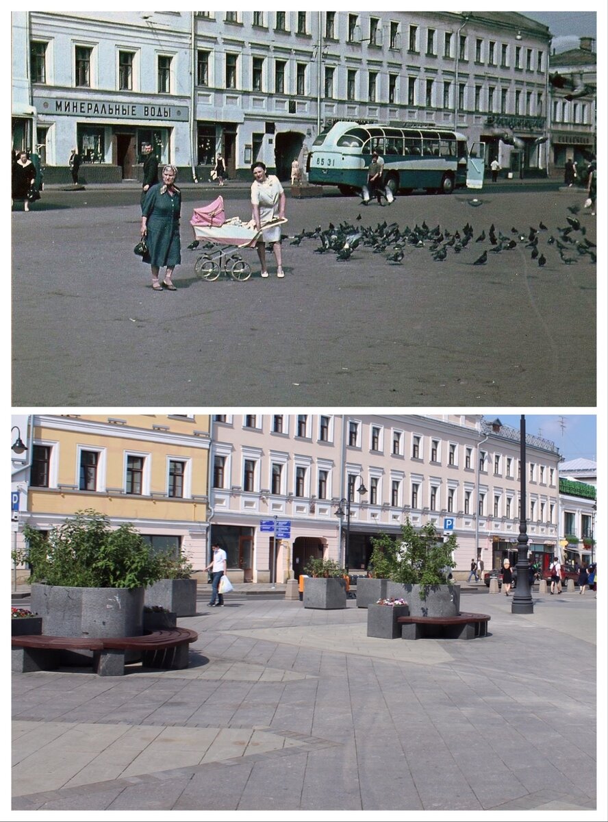 Показываю нашу жизнь на 10 фото Москвы сделанных при Леониде Брежневе и в 2021 году с одних точек 