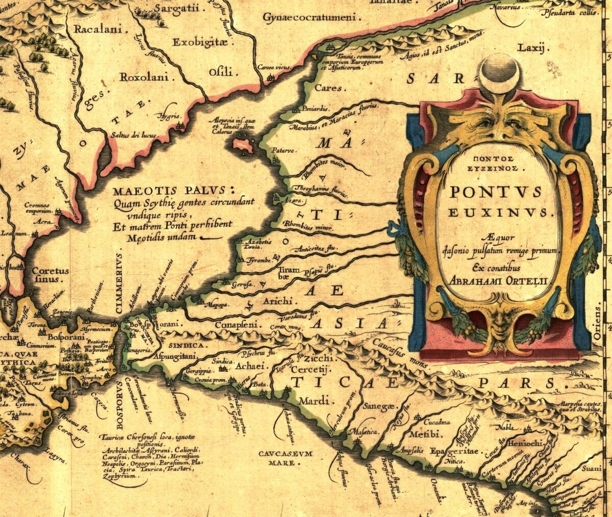 Карта окрестностей «Меотийского болота» работы Абрахама Ортелия, 1590 г.