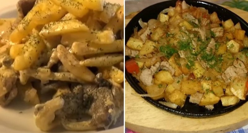 Рецепт скоблянки с грибами и картофелем на обед или ужин кухни мира,мясные блюда