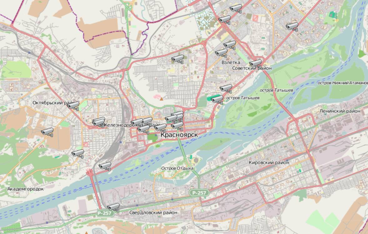 Карта красноярска с камерами видеофиксации