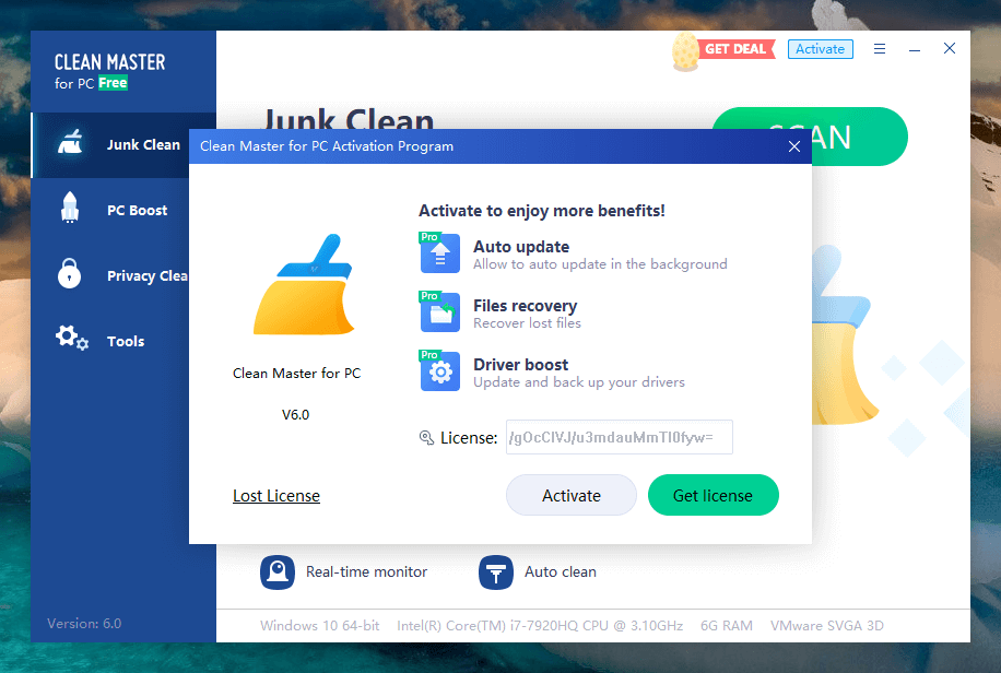 Активация Clean Master Pro для Windows 