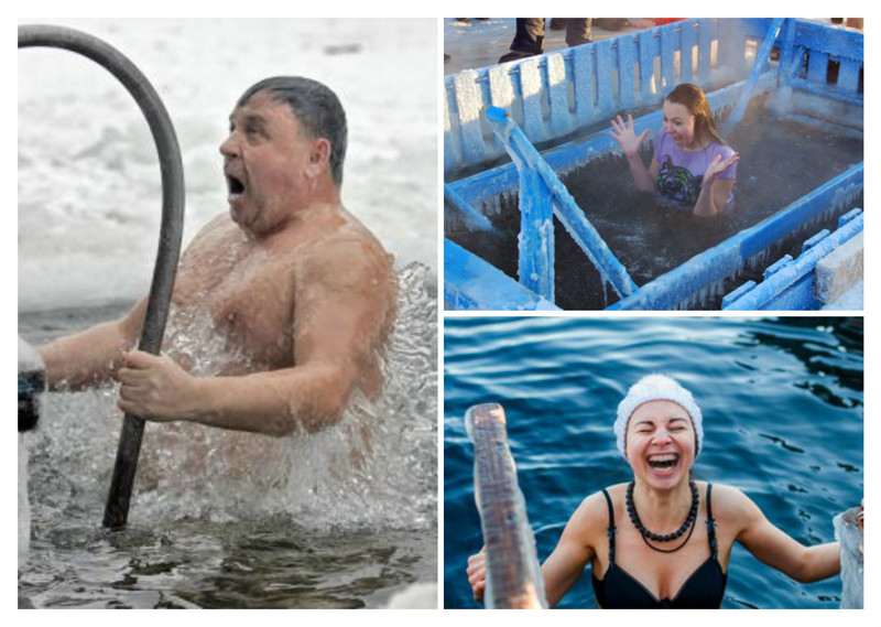 Эмоциональные новогодние купания 