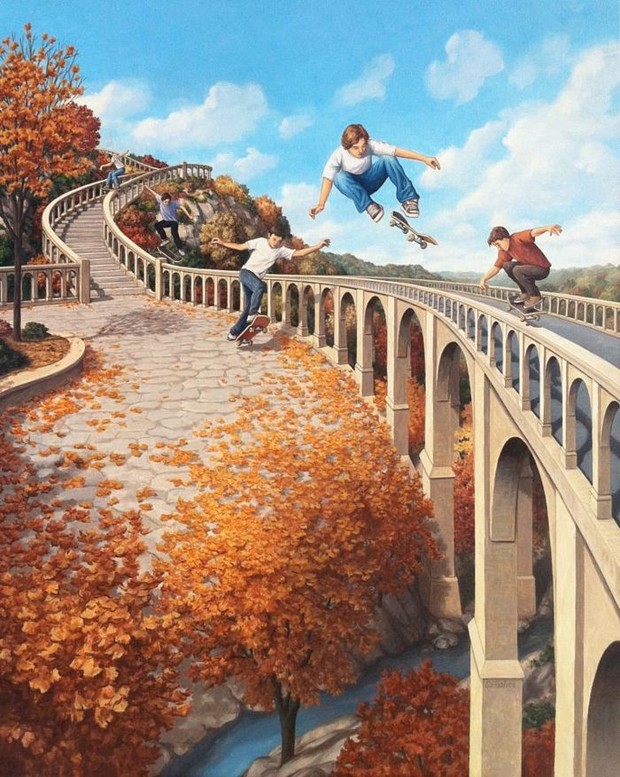 13 картин Роба Гонсалвеса, которые запутают ваш мозг House, Autumn, Acrobats«Стволы, пределами, Architecture«За, осени», Office«Архитектура, Arboreal, офиса», думал, рифа», акробатов», Words«Первые, Between, Space, мирами», между, Aspiring, Reef«Трамплин», Beyond