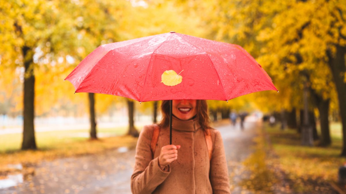 Осеннее красные зонт