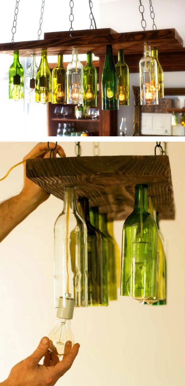 Chandelier From Old Wine Bottles