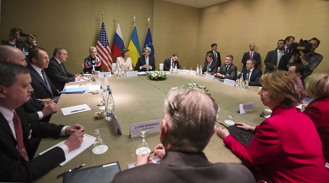 Фото. Представителей США, ЕС, Украины и России в Женеве 17 апреля 2014 года © ERIC BRIDIERS/U.S. MISSION | GLOBALLOOKPRESS.COM
