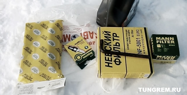 Стандартный набор при замене масла Лада Калина