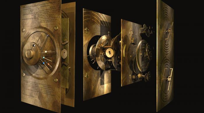 Работа Прайса В 1959 году американский физик Роберт Прайс сделал рентген механизма и воссоздал его схему. Сложнейшая структура шестерней позволяла древним мореплавателям моделировать передвижения светил и даже вычислять лунные фазы. Реконструкция Прайса использовала дифференциальную передачу — ранее считалось, что она была изобретена только в XVI веке.