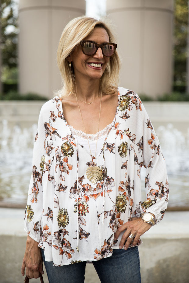 Ivory Print blouse front view