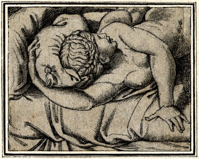Фрагмент гравюры из книги «Шестнадцать поз».