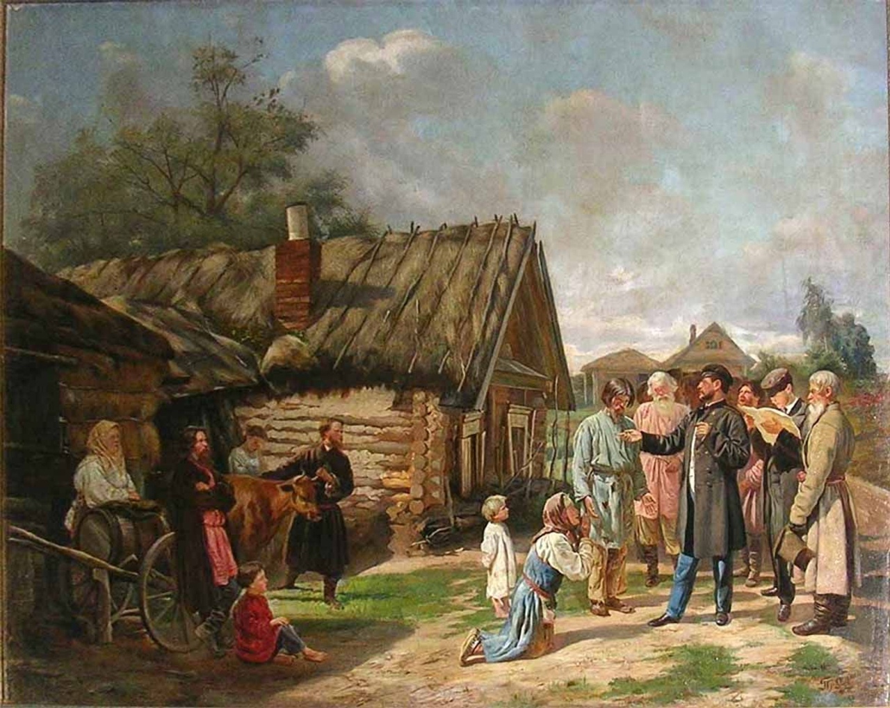 Сбор недоимок. Худ. В. В. Пукирев, 1875.