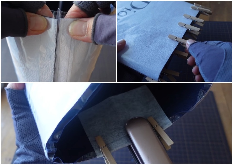 Эффектная сумка с уникальной техникой без шитья, вязания и плетения. Переделайте обычный бумажный пакет в стильный аксессуар чтобы, внутрь, используем, заготовки, затем, горячий, пакет, воздух, Чтобы, линии, утюжком, файла, Затем, картонные, заключается, сделать, можно, рисунком, понравившимся, сумку