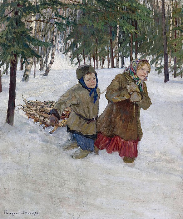 Николай Петрович Богданов-Бельский (1868-1945)Везущие дрова по снегу.jpg