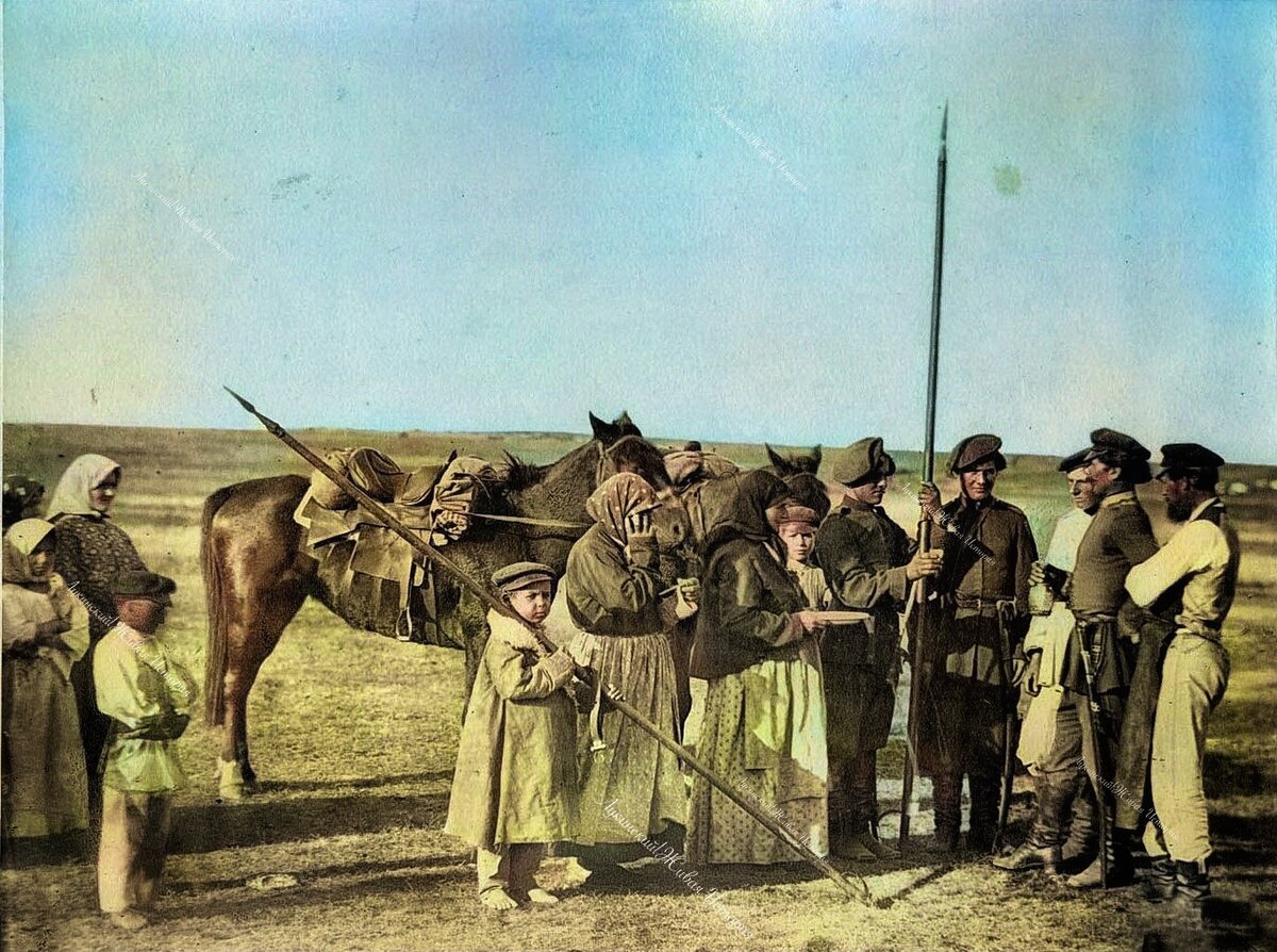 Семьи Дона  провожают казаков на воинскую службу в 1875 году