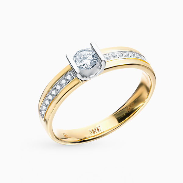 Помолвочное кольцо SL из коллекции «Бриллианты Якутии», желтое золото, бриллианты 