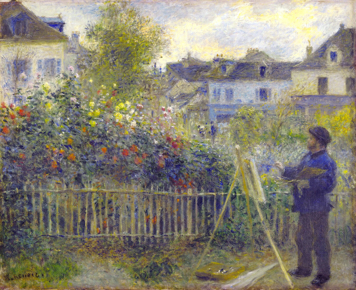 Пьер Огюст Ренуар. Клод Моне пишет картину в саду Аржантёе.