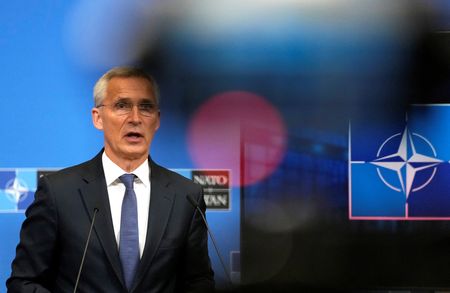 NATO Secretary General Jens Stoltenberg speaks during a news conference after a meeting of national security advisors at NATO headquarters in Brussels, Belgium October 7, 2021. Virginia Mayo/Pool via REUTERS 