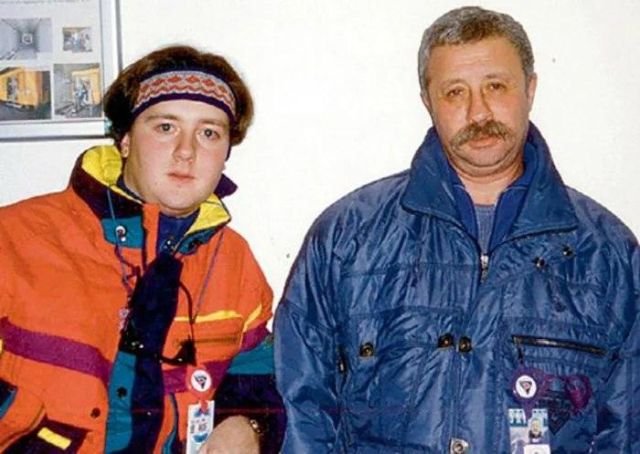 Леонид Якубович со своим сыном Артёмом, конец 90-х.