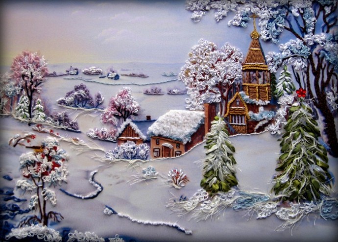 Зимняя объемная сюжетная вышивка: идеи для вдохновения Зимняя объемная сюжетная вышивка: идеи для вдохновения вышивка,рукоделие,творчество