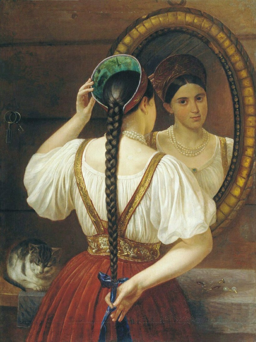 «Девушка перед зеркалом», 1848 г. Ф. Будкин