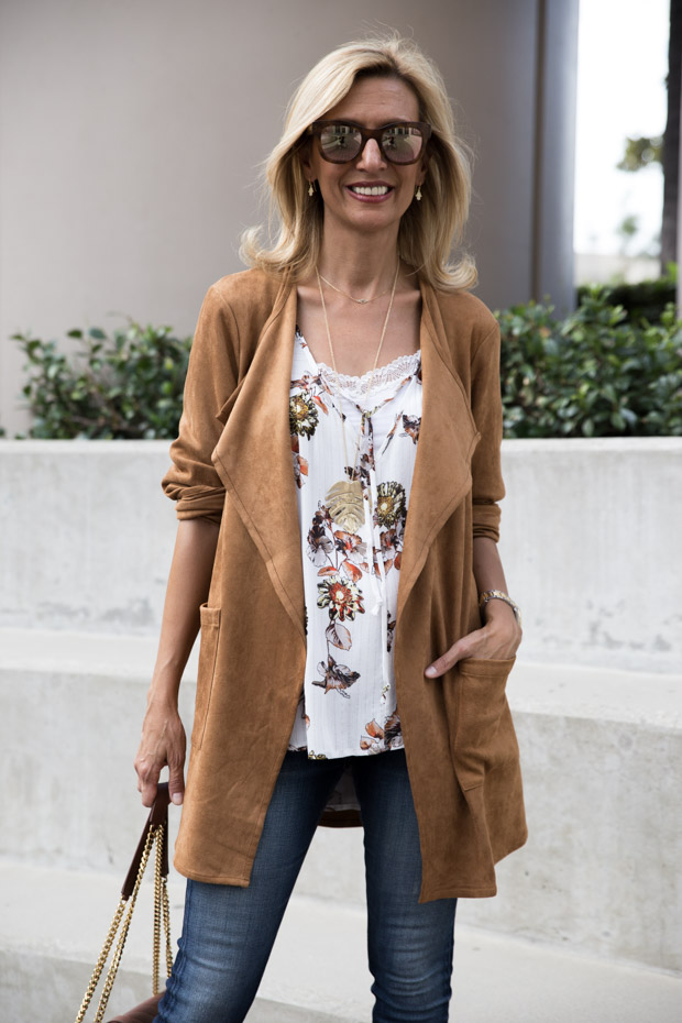 Autumn Maple Color Ultra Suede Jacket with pockets