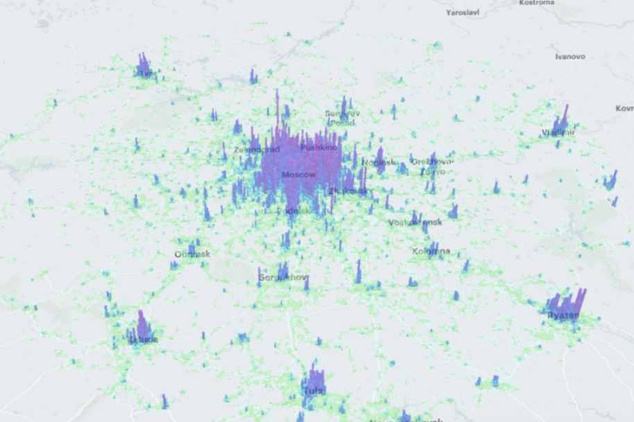 Карта плотности населения. Москва