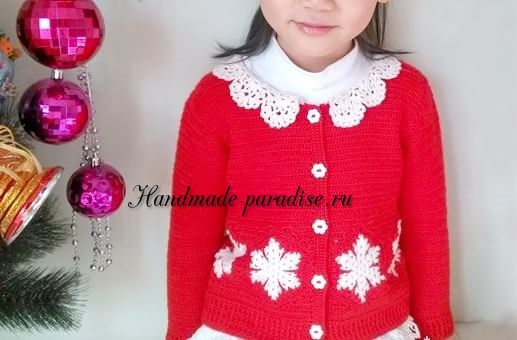 Плед со снежинками связанный крючком 