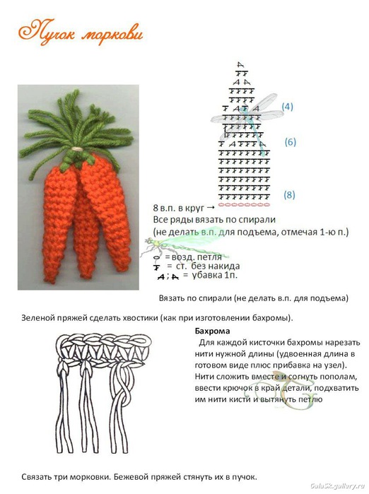 как связать морковку крючком схема