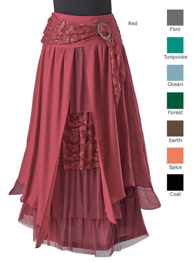 Skirts - Layered Skirt with Brooch. This with the Ruanna for Ren Faire. The only question is the color...: 
