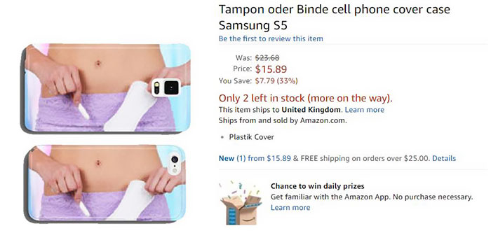 Tampon Oder Binde Cell Phone Cover Case Samsung S5