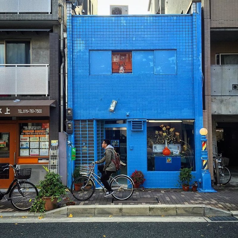 Синий дом архитектура, дома, здания, киото, маленькие здания, местный колорит, фото, япония