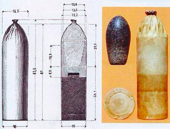 Патрон, использовавшийся в игольчатой винтовке Дрейзе