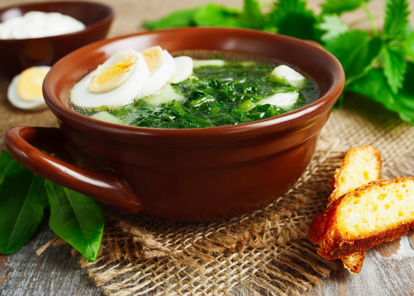 Блюдо апреля — зеленый суп с молодой крапивой и щавелем