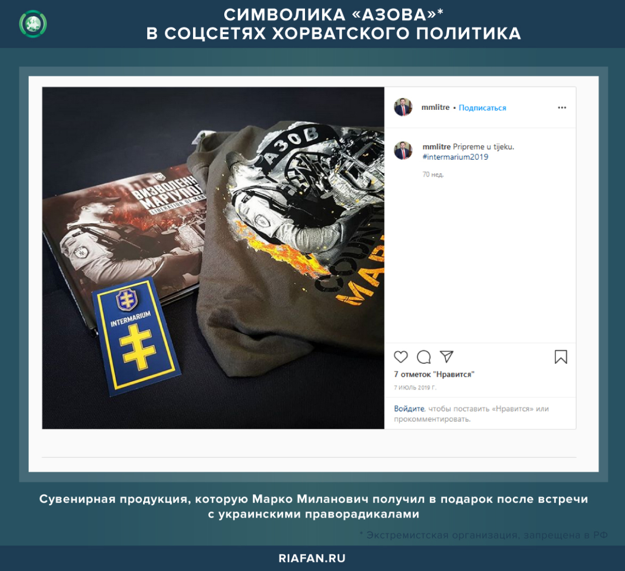 Символика «Азова» в соцсетях хорватского политика