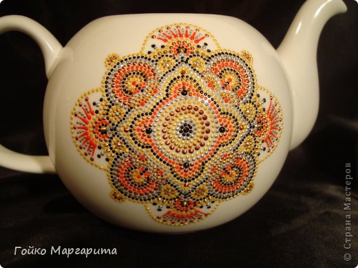 Красивая точечная роспись заварочного чайника: мастер-класс и идеи мастер-класс,роспись,рукоделие